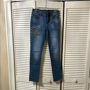 White House Black Market Blue Skinny Jeans with metal Accents